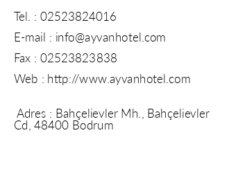 Ayvan Beach Hotel iletiim bilgileri